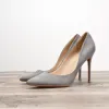 Modest / Simple Grey Office Pumps 2020 Suede 10 cm Stiletto Heels Pointed Toe Pumps