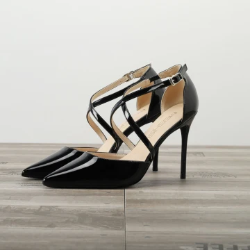 Mooie Prachtige Zwarte Avond Sandalen Dames 2020 Lakleer 10 Cm Naaldhakken Stiletto Spitse Neus Sandalen