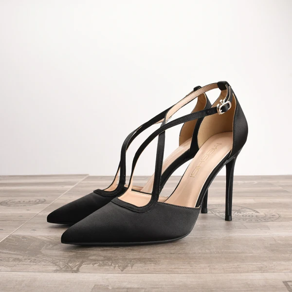 Affordable Black Evening Party Womens Sandals 2020 X-Strap 10 cm Stiletto Heels Pointed Toe Heels