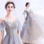 Élégant Gris Robe De Bal 2020 Princesse Encolure Dégagée Perlage Paillettes Manches Courtes Dos Nu Longue Robe De Ceremonie
