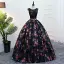 Vintage Marineblau Quinceañera Ballkleider 2018 Ballkleid Drucken Rundhalsausschnitt Rückenfreies Ärmellos Lange Festliche Kleider