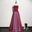 Chic Bordeaux Robe De Soirée 2020 Princesse Bustier Cristal Appliques En Dentelle Fleur Sans Manches Dos Nu Longue Robe De Ceremonie