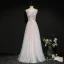 Chic Rougissant Rose Robe De Soirée 2020 Princesse Encolure Dégagée Perle Faux Diamant En Dentelle Fleur Sans Manches Dos Nu Longue Robe De Ceremonie