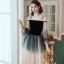 Fashion Black Champagne Gradient-Color Evening Dresses  2020 A-Line / Princess Off-The-Shoulder Star Sequins Long Sleeve Backless Floor-Length / Long Formal Dresses