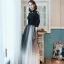 Fashion Black Gradient-Color Evening Dresses  2020 A-Line / Princess V-Neck Bow 1/2 Sleeves Floor-Length / Long Formal Dresses