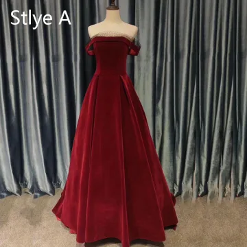 Vintage Originale Bordeaux Robe De Soirée 2020 Princesse Daim De L 039 Épaule Sans Manches Dos Nu Thé Longueur Robe De Ceremonie