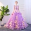 Flower Fairy Fuchsia Prom Dresses 2018 Ball Gown Appliques Pearl Scoop Neck Backless Sleeveless Court Train Formal Dresses