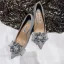 Fashion Silver Glitter Wedding Shoes 2020 Leather Rhinestone Sequins 8 cm Stiletto Heels Pointed Toe Wedding Pumps