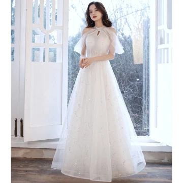 Charmant Ivory Creme Glanz Ballkleider 2021 A Linie Rundhalsausschnitt Perlenstickerei Pailletten Spitze Blumen Kurze Ärmel Lange Festliche Kleider