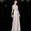 Sparkly Champagne Evening Dresses  2020 A-Line / Princess High Neck Sequins Lace Flower Sleeveless Floor-Length / Long Formal Dresses