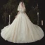 Luxe Champagne Robe De Mariée 2020 Robe Boule De l'épaule Glitter Perlage Paillettes Perle Manches Courtes Dos Nu Cathedral Train