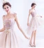Chic / Belle Rougissant Rose Robe De Fete 2020 Princesse Bretelles Spaghetti Perlage Faux Diamant Appliques Sans Manches Dos Nu Asymétrique Robe De Ceremonie