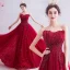 Chic / Beautiful Red Evening Dresses  2020 A-Line / Princess Strapless Beading Sequins Lace Rhinestone Sleeveless Backless Floor-Length / Long Formal Dresses