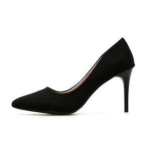 Modest Simple Black Office Ol Pumps 2020 Leather 8 Cm Stiletto Heels Pointed Toe Pumps