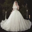 Luxus / Herrlich Ivory / Creme Brautkleider / Hochzeitskleider 2020 Ballkleid Off Shoulder Perlenstickerei Spitze Blumen Pailletten Kurze Ärmel Rückenfreies Kathedrale Schleppe