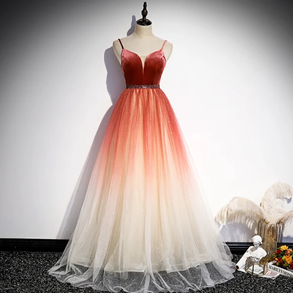 strapless open back dress Glamorous Red Sequins Beadings Mermaid Prom Dress Split With Ruffles –  Ballbella main image 0