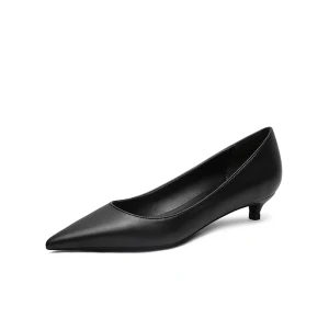 Simple Noire Ol Bureau Escarpins 2020 3 Cm Talons Aiguilles À Bout Pointu Talon Bas Escarpins