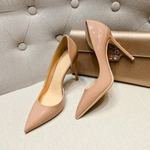 Modest Simple Nude Office Ol Womens Shoes 2020 Patent Leather 10 Cm Stiletto Heels Pointed Toe High Heels