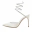 Unique Ivoire Soirée Sandales Femme 2020 Cuir Faux Diamant 8 cm Talons Aiguilles À Bout Pointu Sandales