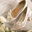 Chic Ivoire Chaussure De Mariée 2020 Cuir Fait main Perlage En Dentelle Fleur Mariage 9 cm Talons Aiguilles À Bout Pointu Escarpins