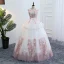 Elegant Ivory Prom Dresses 2018 Ball Gown Appliques Bow Pearl U-Neck Backless Sleeveless Floor-Length / Long Formal Dresses