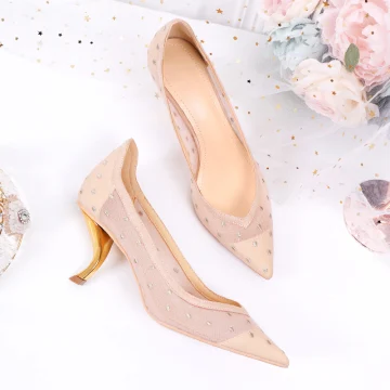 Eleganckie Ecru Przebili Buty Ślubne 2020 Z Koronki 6 Cm Szpilki Szpiczaste Ślub Czółenka