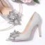 Charmant Silber Glanz Strass Schleife Brautschuhe 2020 Pailletten 10 cm Stilettos Spitzschuh Hochzeit Pumps