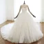 Luxe Ivoire Robe De Mariée 2020 Robe Boule Encolure Dégagée Perlage En Dentelle Faux Diamant Paillettes Manches Longues Dos Nu Cathedral Train