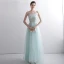 Classy Mint Green Evening Dresses  2020 A-Line / Princess Strapless Beading Lace Flower Sleeveless Backless Floor-Length / Long Formal Dresses