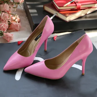 Classic Fuchsia Office Ol Pumps 2020 Leather 9 Cm Stiletto Heels Pointed Toe Pumps