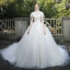 Fashion Ivory Wedding Dresses 2020 Ball Gown High Neck Beading Tassel Sequins Lace Flower Appliques Cap Sleeves Cathedral Train