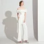 Elegante Ivory / Creme Overall Abendkleider 2021 Rüschen Off Shoulder Kurze Ärmel Rückenfreies Abend Lange Festliche Kleider