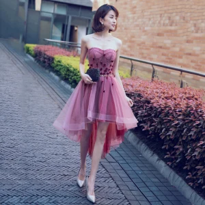 Sexy Fuchsia Cocktailkjoler 2018 Prinsesse Paljetter Appliques Kjæreste Ryggløse Uten Ermer Asymmetrisk Formelle Kjoler