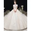 Luxury / Gorgeous Champagne Glitter Wedding Dresses 2020 Ball Gown High Neck Beading Rhinestone Sequins Appliques Short Sleeve Backless Royal Train