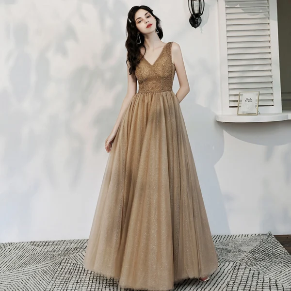 jacket to wear over evening dress Long Sleeveless Beaded Gown By Poly USA 7770 XS / Blush main image 0