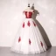 Élégant Ivoire Robe De Bal 2020 Robe Boule De l'épaule Rouge Appliques En Dentelle Fleur Noeud Faux Diamant Sans Manches Dos Nu Longue Robe De Ceremonie