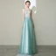 Charming Mint Green Prom Dresses 2020 A-Line / Princess Spaghetti Straps Pearl Rhinestone Lace Flower Sleeveless Backless Floor-Length / Long Formal Dresses