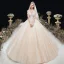 Charming Champagne Wedding Dresses 2020 Ball Gown Off-The-Shoulder Beading Lace Flower Sleeveless Backless Chapel Train