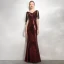 Scintillantes Bordeaux Paillettes Robe De Soirée 2020 Trompette / Sirène V-Cou Manches Courtes Dos Nu Longue Robe De Ceremonie