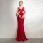 Sexy Rouge Robe De Soirée 2020 Trompette / Sirène Encolure Dégagée Perlage Faux Diamant En Dentelle Fleur Sans Manches Dos Nu Train De Balayage Robe De Ceremonie