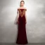 Charming Burgundy Evening Dresses  2020 Trumpet / Mermaid Suede Off-The-Shoulder Gold Lace Flower Beading Sequins Sleeveless Backless Floor-Length / Long