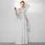 Style Chinois Ivoire Robe De Soirée 2020 Princesse Col Haut Brodé 1/2 Manches Longue Robe De Ceremonie