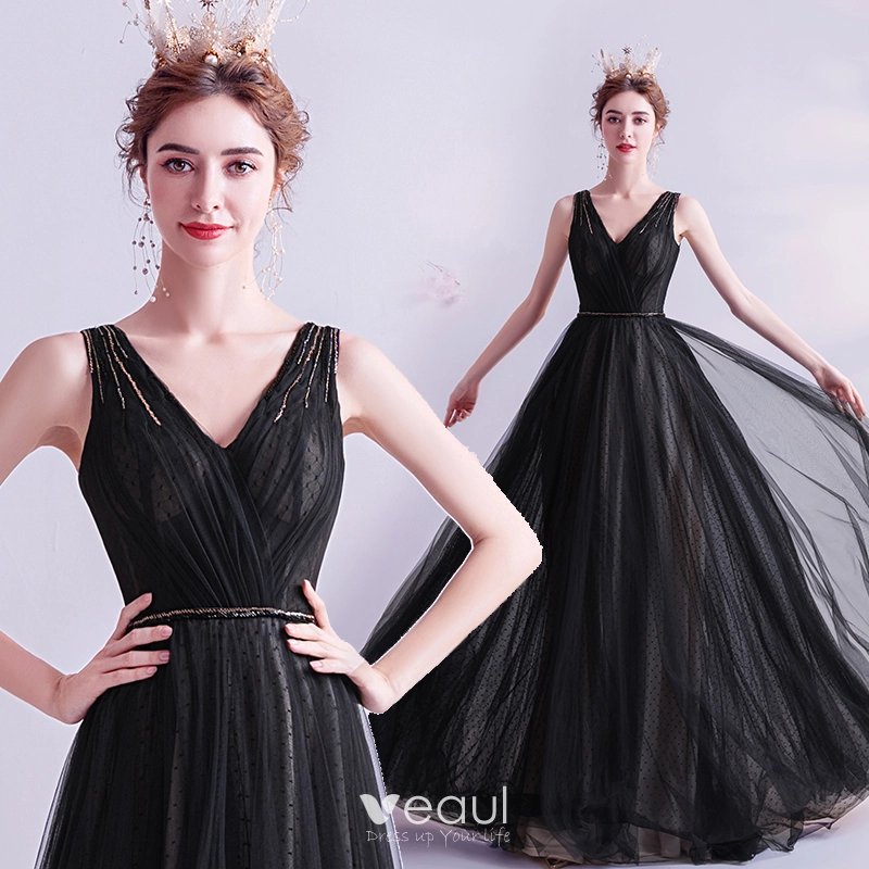 Black Party Dress Crystal, Long Black Crystal Dresses