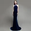 Sexy Einfarbig Königliches Blau Wildleder Abendkleider 2020 Meerjungfrau Neckholder Perlenstickerei Strass Ärmellos Rückenfreies Sweep / Pinsel Zug Festliche Kleider