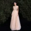 Elegant Gold Evening Dresses  2020 A-Line / Princess Scoop Neck Beading Rhinestone Sleeveless Floor-Length / Long Formal Dresses