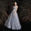 Charmant Gris Robe De Bal 2020 Princesse Bustier Gland En Dentelle Fleur Paillettes Sans Manches Dos Nu Longue Robe De Ceremonie