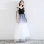 Fashion Ocean Blue Evening Dresses  2020 A-Line / Princess Spaghetti Straps Tassel Star Sequins Sleeveless Backless Floor-Length / Long Formal Dresses