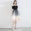 Fashion Black Homecoming Graduation Dresses 2020 A-Line / Princess Off-The-Shoulder Bow Star Sequins Short Sleeve Backless Knee-Length Formal Dresses