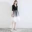 Chic / Beautiful Black Homecoming Graduation Dresses 2020 A-Line / Princess V-Neck Star Sequins Bow 1/2 Sleeves Knee-Length Formal Dresses
