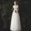 Charmant Ivoire Robe De Mariée 2020 Princesse Volants De l'épaule En Dentelle Fleur Sans Manches Dos Nu Longue